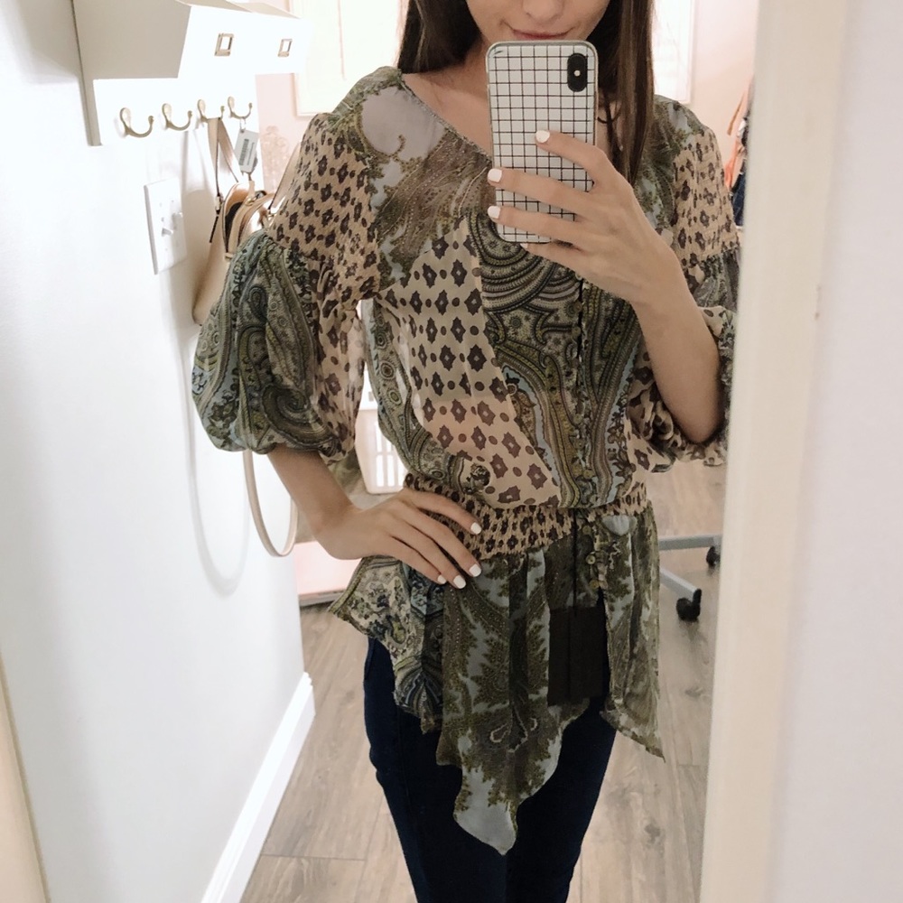 SOLD NWT Zara Woman Sheer Paisley Balloon Sleeve - Picture 7 of 8